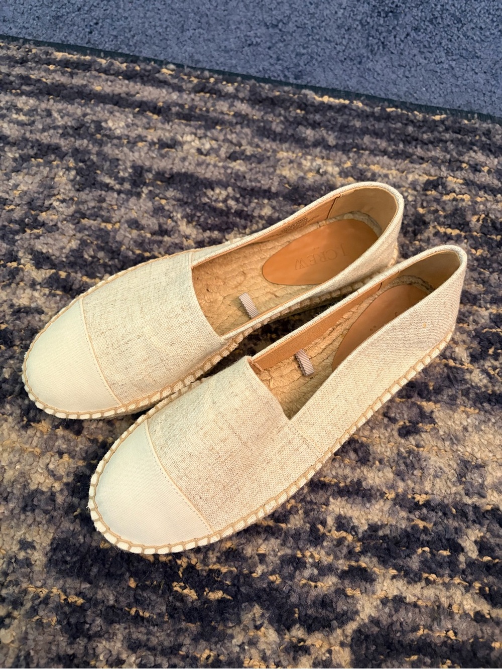 NWOT Beige and Gold Women's Slip-On Espadrille Flats